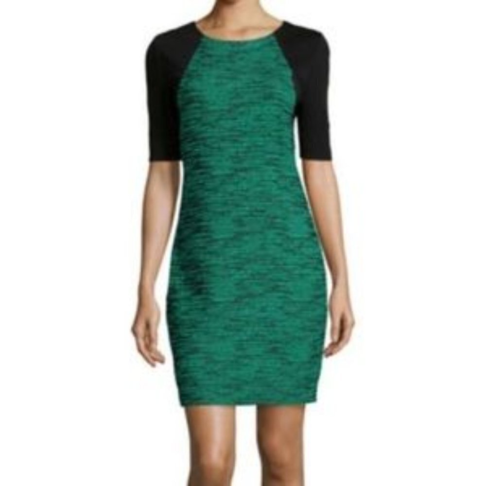 ✅ NWT MISOOK Eliza Green Black Sheat Dress Size X-SMALL‎